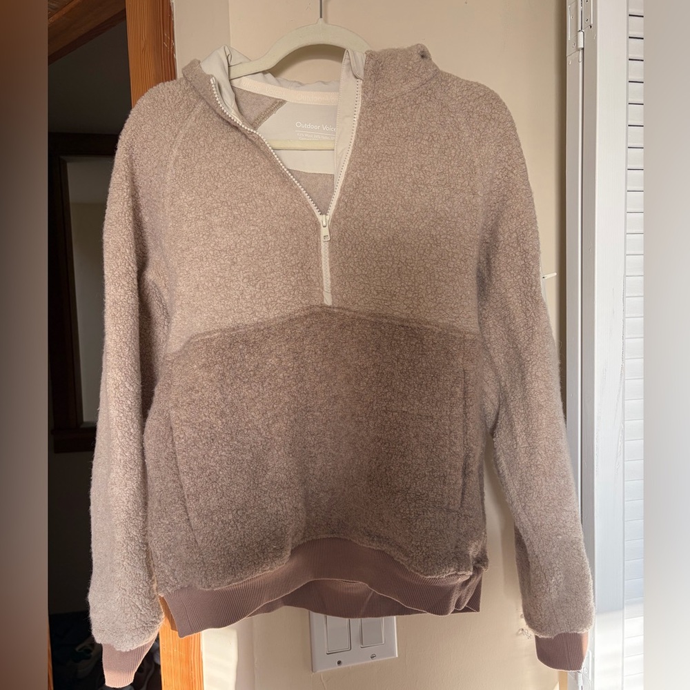 Outdoor Voices Megafleece Sherpa Half-Zip Hoodie - Tan